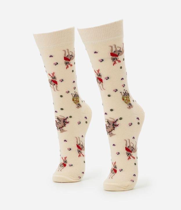 Meia Cano Alto em Algodão com Estampa de 
Caramelo Natalino - 1