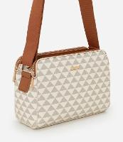 Bolsa Satchel Média com Estampa Triangular e Divisórias com Zíper - 1