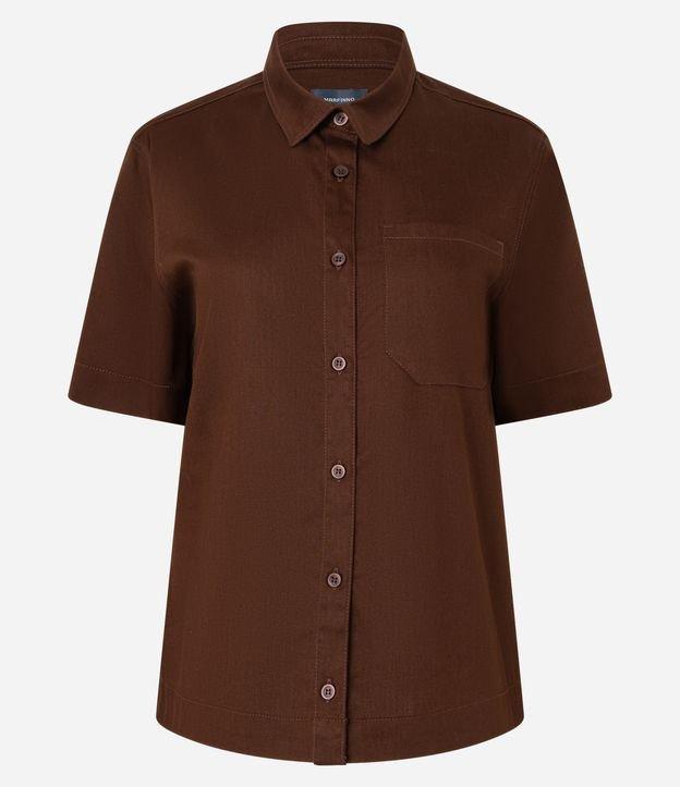 Camisa em Sarja com Bolso no Peito - 1