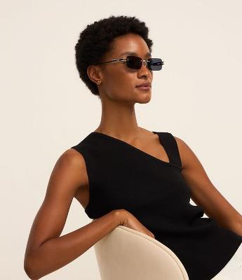 Óculos de Sol Quadrado 3 Peças com Detalhes nas Hastes