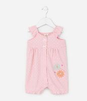 Macaquinho Infantil com Estampa Poá e Bordado de Flores - Tam 0 a 18 Meses - 1