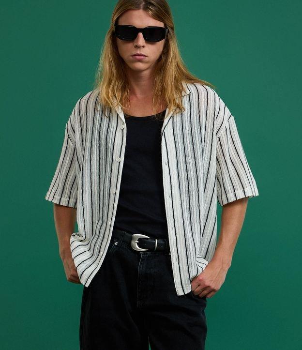 Camisa Boxy em Tricô com Estampa Listras - 1