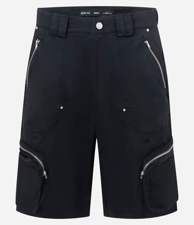 Bermuda Baggy com Bolsos Cargo e Zíper - 1