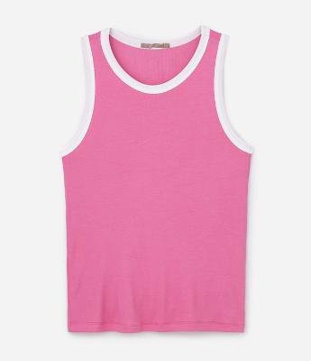 Blusa Regata Canelada com Viés Contrastante Curve & Plus Size