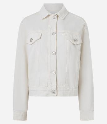 Jaqueta Trucker em Sarja com Lapelas nos Bolsos