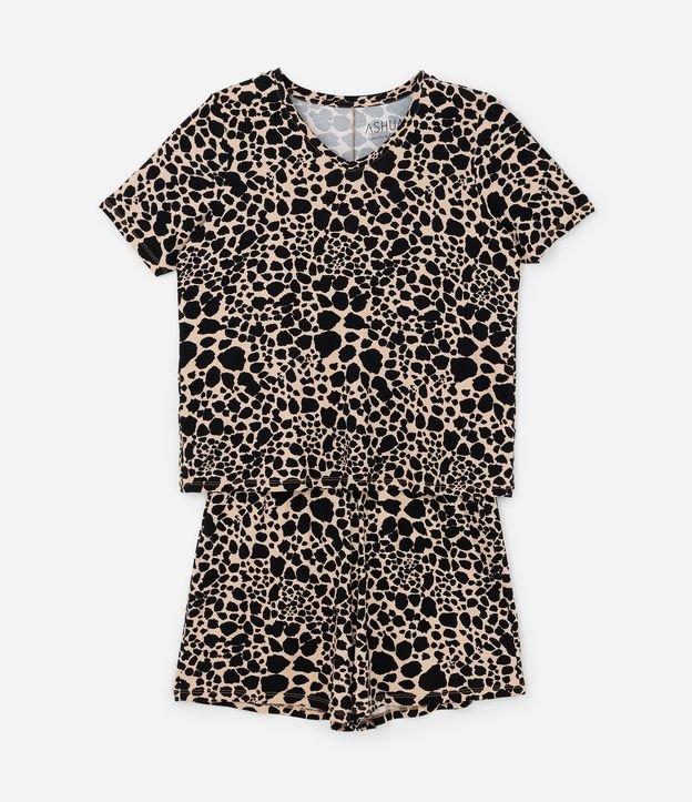 Pijama Short Doll em Viscolycra com Estampa Animal Print Onça Curve & Plus Size - 1