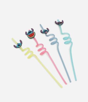 Kit 04 Canudos Reutilizáveis em Plástico Stitch Playa