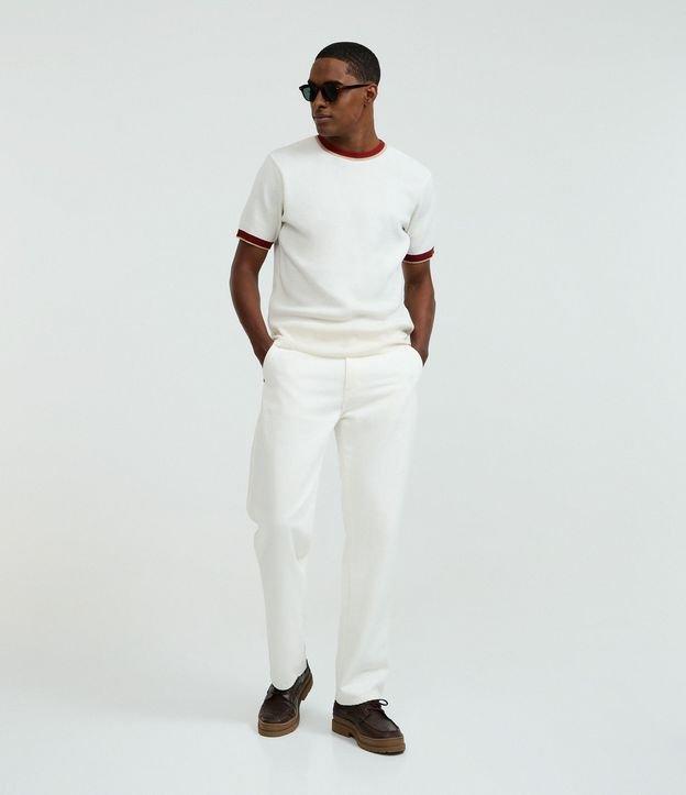 Camiseta Regular em algodão com Listras Contrastantes - 1