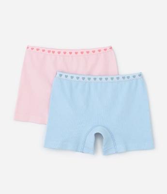 Kit 02 Calcinhas Boxer Infantis Seamless com Elástico no Cós - Tam 2 ao 14