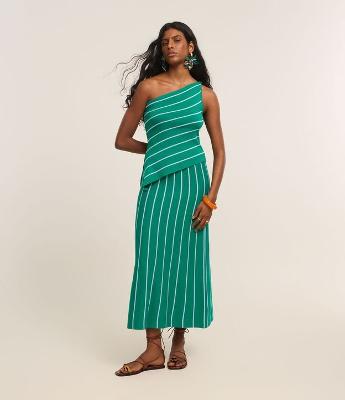 Saia Longa em Tricô com Listras