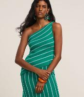 Blusa Ombro Só em Tricô com Listras Diagonais - 1