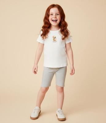 Bermuda Ciclista Infantil em Cotton Mescla - Tam 1 a 6 Anos