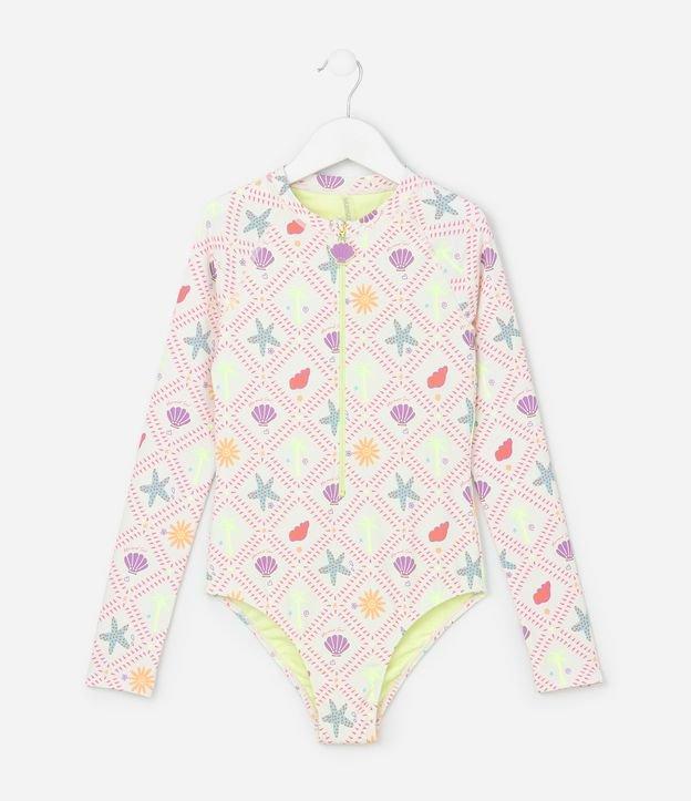 Maiô Infantil em Microfibra com Estampa Tropical - Tam 5 a 14 Anos - 1