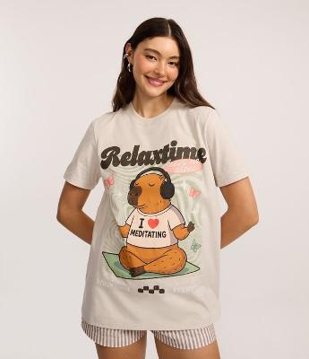 Camiseta T-shirt com Estampa Capivara Relaxtime