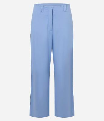 Calça Wide Leg Cintura Alta em Viscolinho com Listra Lateral