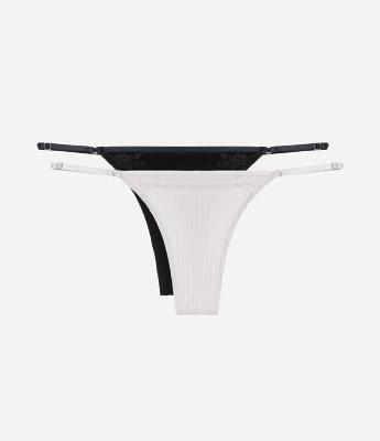 Kit 02 Calcinhas String Fio Duplo em Viscose com Regulagem