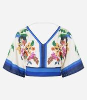 Blusa Cropped com Decote em V e Estampa Floral - 1