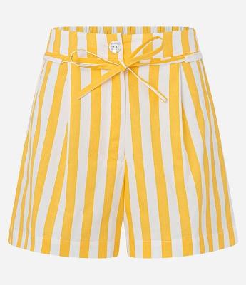 Short em Tricoline com Listras e Cinto de Amarração
