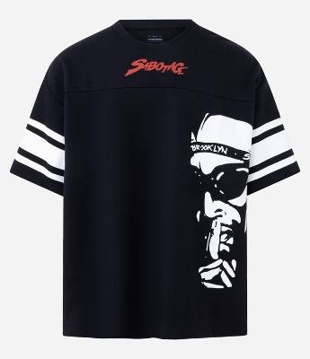 Camiseta Oversized em Algodão com Estampa Lettering Sabotage