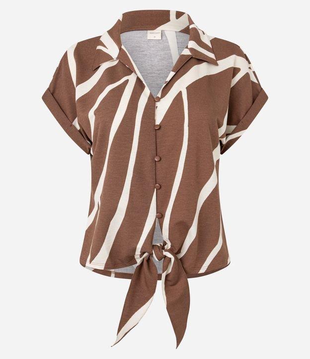 Blusa em Viscolycra com Amarração na Barra e Estampa Abstrata - 1