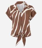 Blusa em Viscolycra com Amarração na Barra e Estampa Abstrata - 1