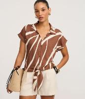 Blusa em Viscolycra com Amarração e Estampa Abstrata - 2