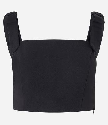 Blusa Cropped em Crepe com Laço na Alça Larga