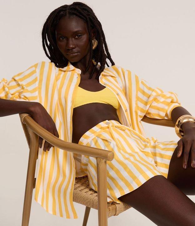 Camisa Alongada em Tricoline com Listras Verticais - 2