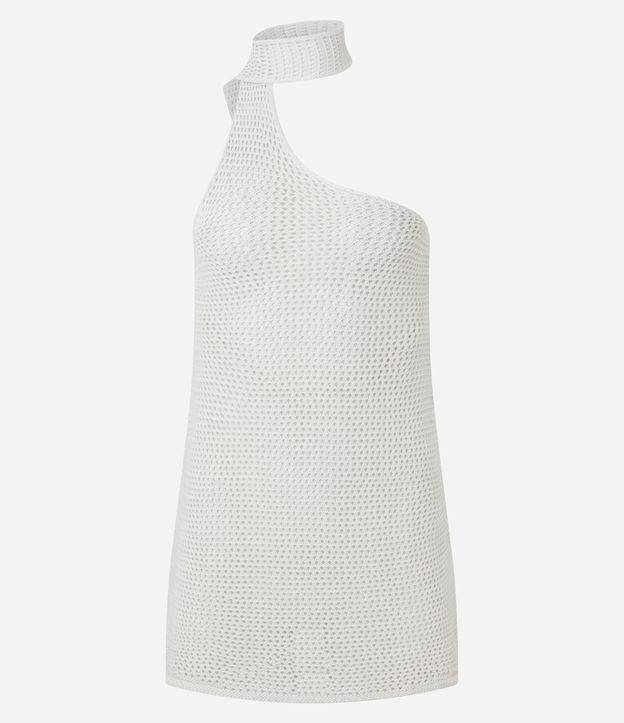 Saída de Praia Vestido Curto em Tricô com Faixa no Pescoço - 1