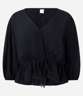 Blusa Peplum em Viscose com Decote V Transpassado