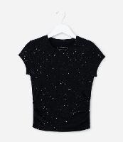 Blusa Infantil com Franzido Lateral e Brilhos - Tam 5 a 14 Anos - 1