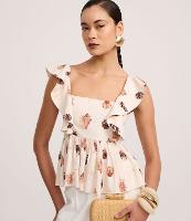 Blusa em Viscolinho com Alça de Babado e Estampa Concha - 3