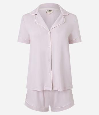 Pijama Short Doll em Viscose com Viés Contrastante