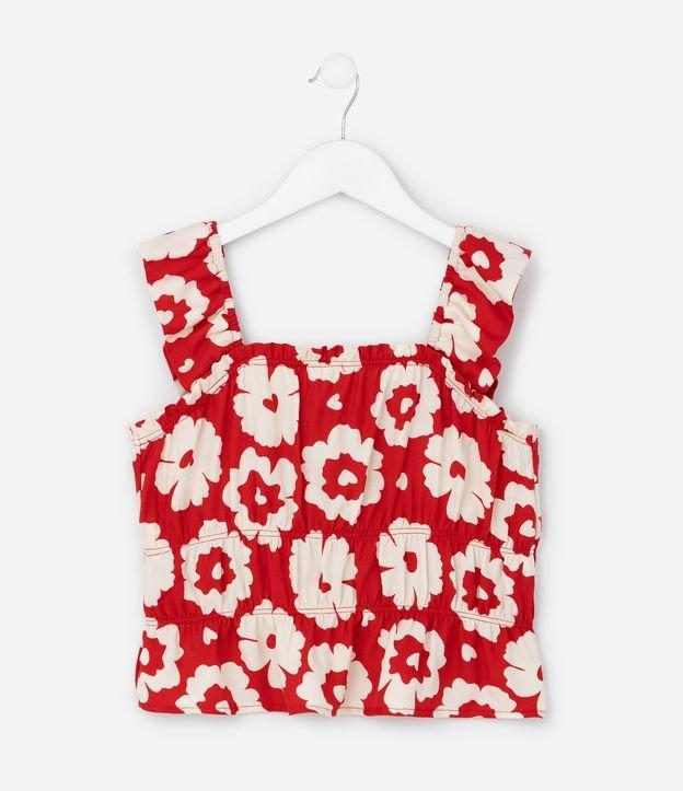 Blusa Cropped Infantil em Twill com Estampa Floral - Tam 5 a 14 Anos - 1