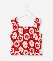 Blusa Cropped Infantil em Twill com Estampa Floral - Tam 5 a 14 Anos - 1