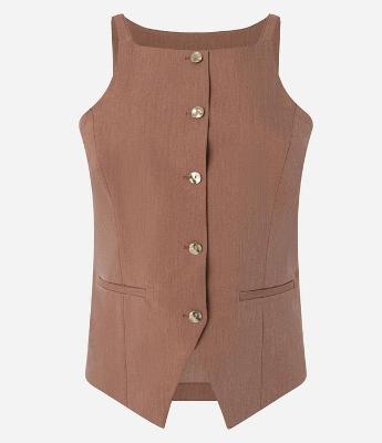 Colete Alfaiatado com Amarração nas Costas e Botões Contrastantes