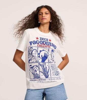 Camiseta T-shirt em Algodão Estampa Zeca Pagodinho Culture