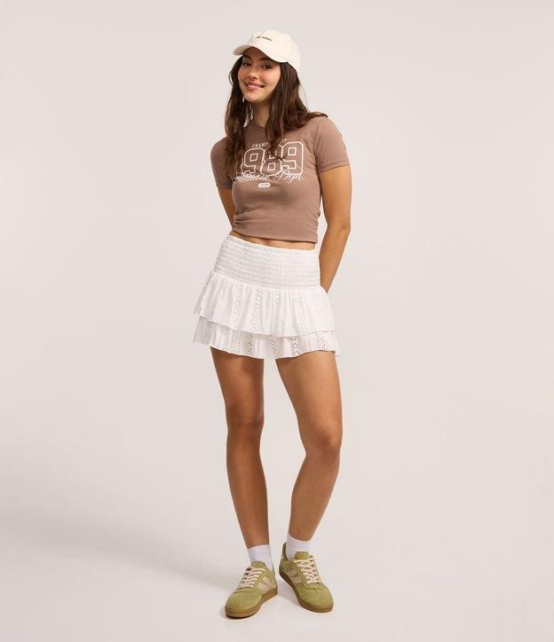 Saia Curta em Viscose com Textura e Lastex no Cós - 1