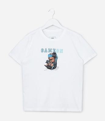 Camiseta Comfort Infantil com Estampa de Capivara Game On - Tam 5 a 14 Anos