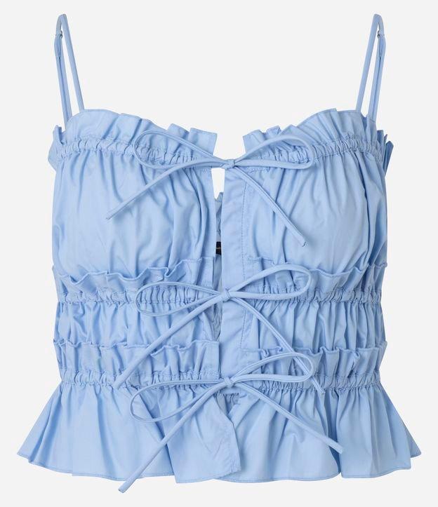 Blusa de Alça em Tricoline com Amarrações e Franzidos - 1