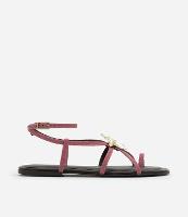 Sandália Rasteira em Suede com Tiras Finas e Pingente Estrela do Mar - 1