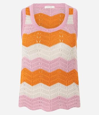 Blusa em Tricô com Decote U e Listras Horizontais Zigue-Zague