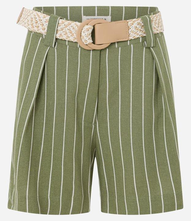 Short Listrado em Viscose com Cinto Ráfia - 1