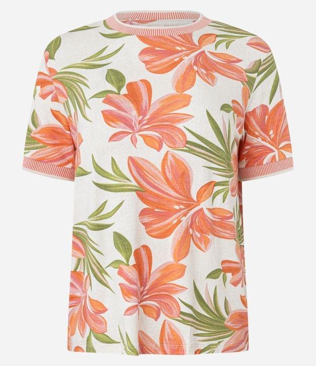 Blusa em Viscolycra com Gola de Tricô e Estampa Floral - 1