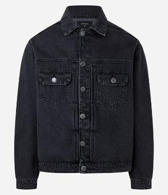 Jaqueta Regular em Jeans com Costura Contrastante