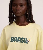 Blusa Regular com Recorte no Ombro e Lettering Brasil - 1