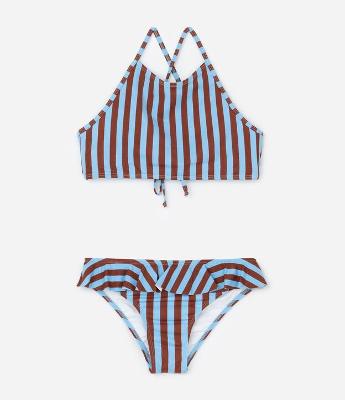 Biquini Infantil em Microfibra com Estampa de Listras - Tam 4 a 14 Anos