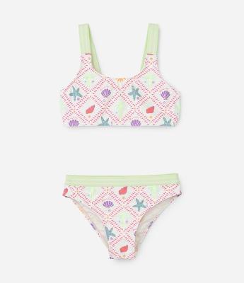 Biquíni Infantil com Estampa Fundo do Mar - Tam 5 a 14 Anos