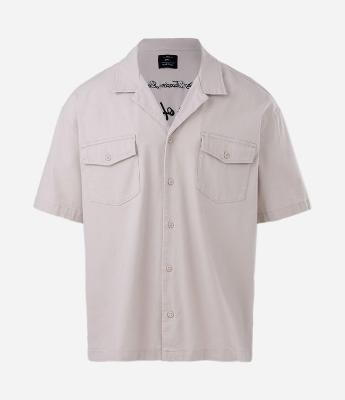 Camisa Boxy em Algodão Texturizado e Estampa Lettering Bordado