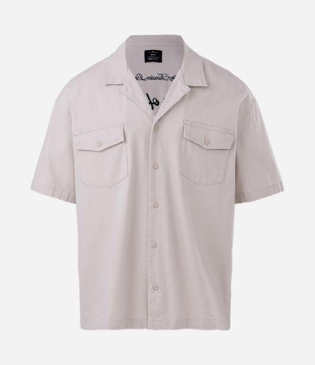 Camisa Boxy em Algodão Texturizado e Estampa Lettering Bordado - 1